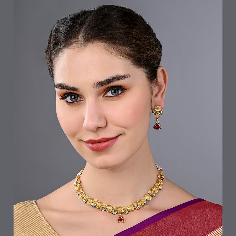 Asmitta Gold Plated Kundan Necklace Set