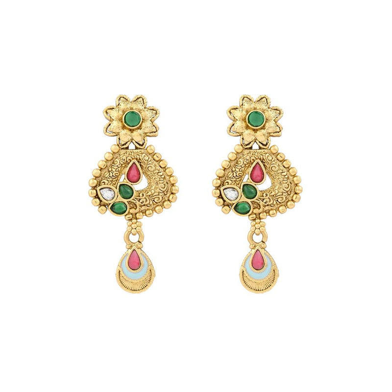 Asmitta Gold Plated Kundan And Pota Necklace Set