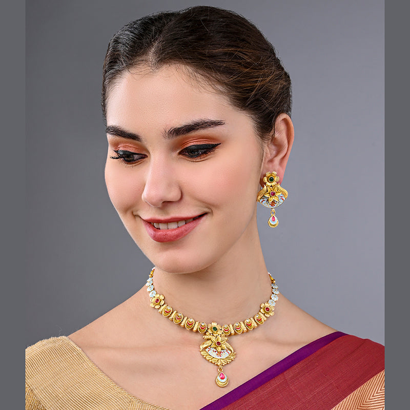 Asmitta Pota Stone And Meenakari Necklace Set