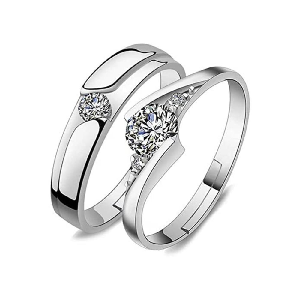 Asmitta Rhodium Plated Couple Ring - Special Gift For Someone Special