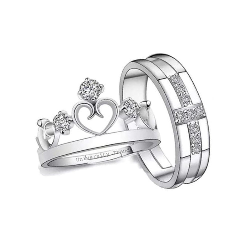 Asmitta Rhodium Plated Couple Ring - Special Gift For Someone Special