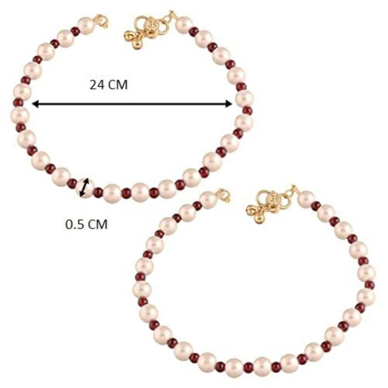 Etnico Adjustable Pearl Beads Payal Anklets Jewellery for Women & Girls (A052WM)