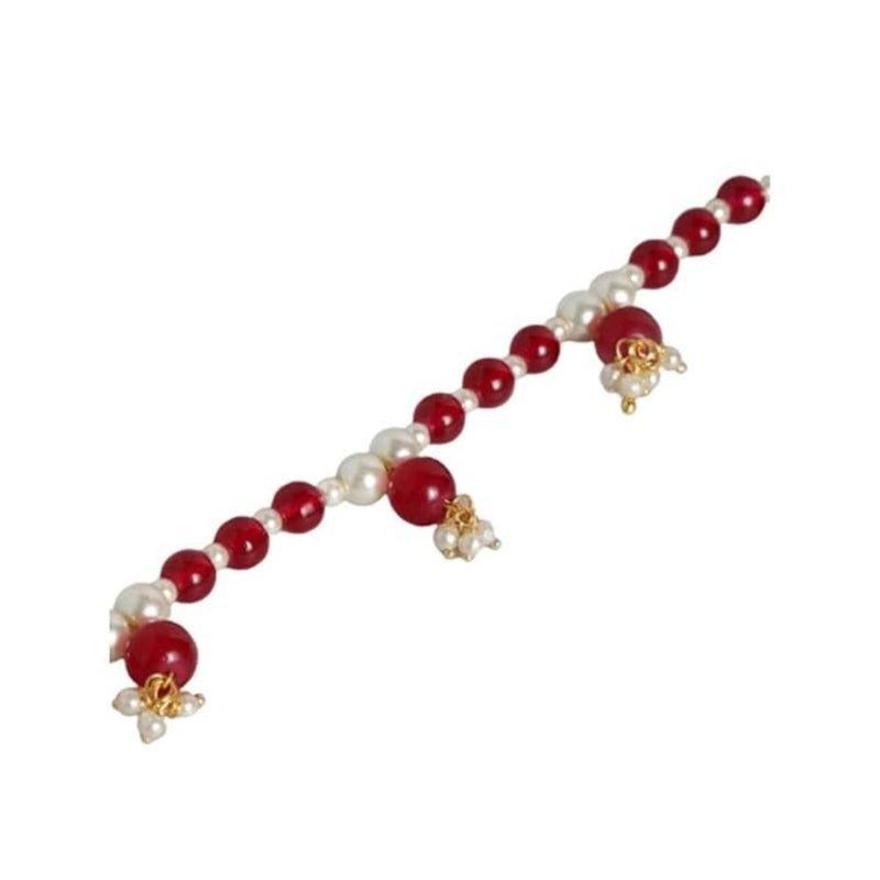 Etnico Adjustable Pearl Beads Payal Anklets Jewellery for Women & Girls (A053WM)