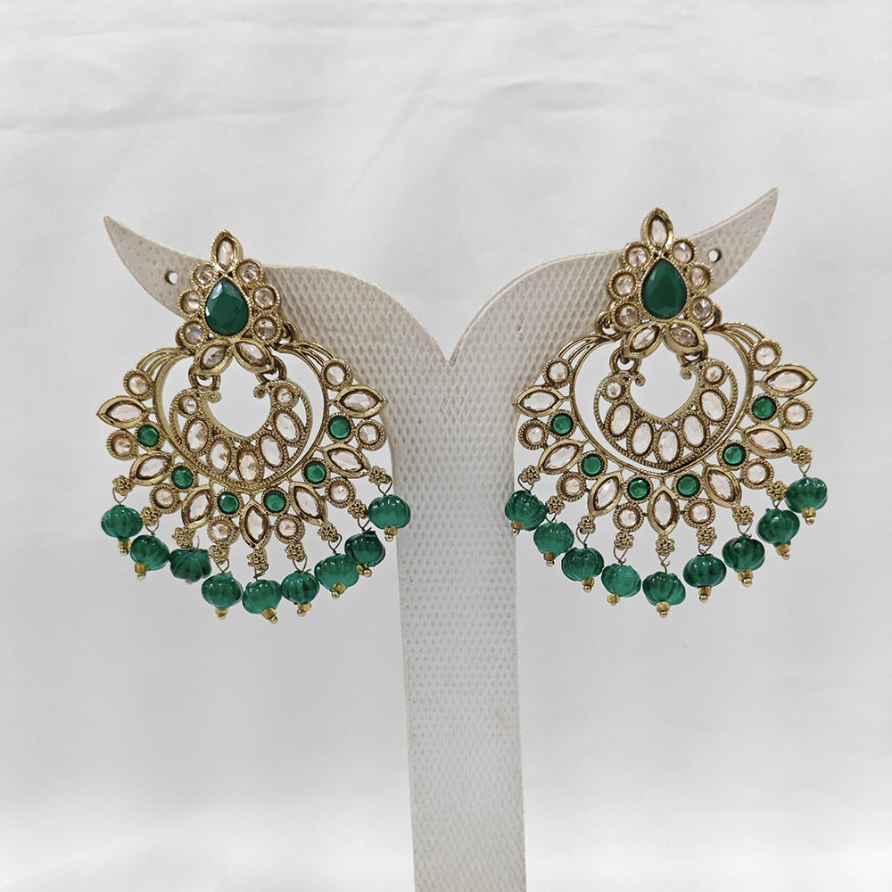 Param Jewel Glam Gold Plated Crystal Stone And Beads Dangler Earrings (Assorted Color)