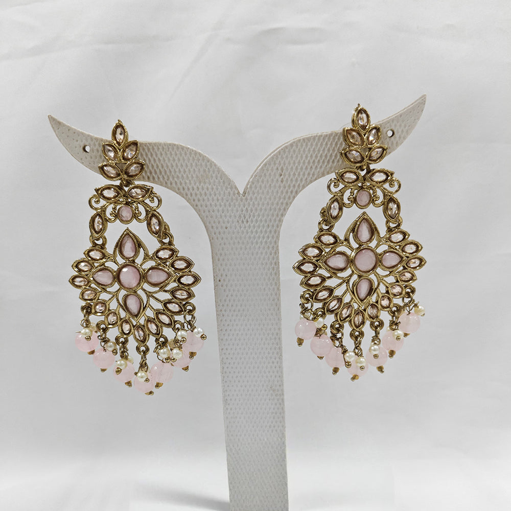 Param Jewel Glam Gold Plated Crystal Stone And Beads Dangler Earrings (Assorted Color)