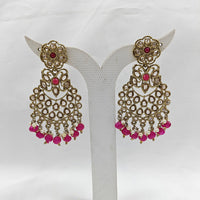 Param Jewel Glam Gold Plated Crystal Stone And Beads Dangler Earrings (Assorted Color)