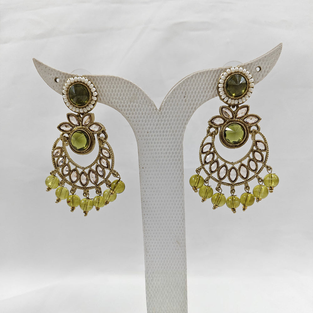 Param Jewel Glam Gold Plated Crystal Stone And Beads Dangler Earrings (Assorted Color)