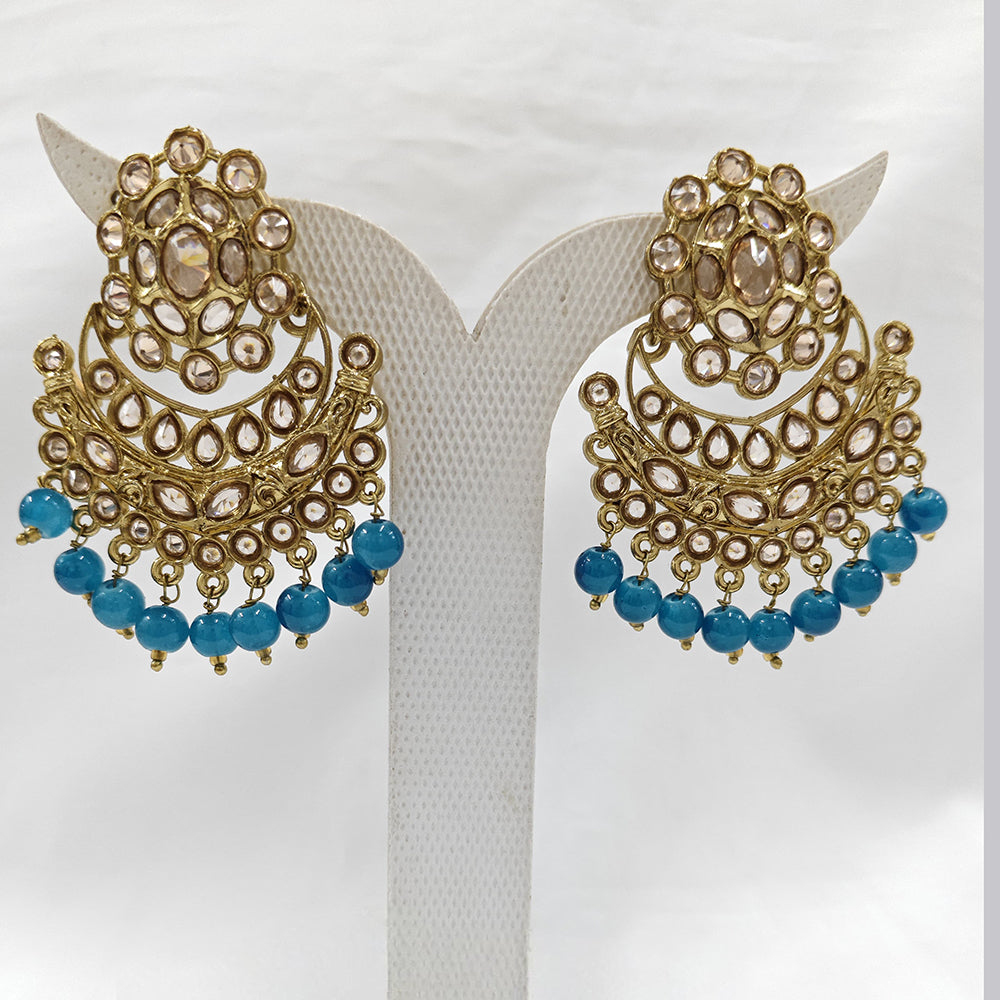 Param Jewel Glam Gold Plated Crystal Stone And Beads Dangler Earrings (Assorted Color)