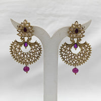 Param Jewel Glam Gold Plated Crystal Stone And Beads Dangler Earrings (Assorted Color)