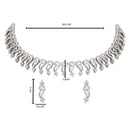Etnico Silver Plated Cubic Zirconia American Diamond Necklace & Earrings Jewellery Set for Women