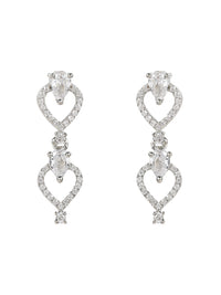 Etnico Stylish Silver Plated Cubic Zirconia American Diamond CZ AD Necklace Jewellery Set For Women