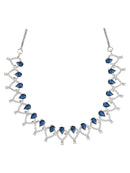 Etnico Stylish Silver Plated Cubic Zirconia American Diamond CZ AD Necklace Jewellery Set For Women