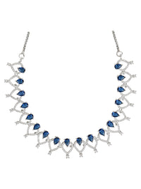 Etnico Stylish Silver Plated Cubic Zirconia American Diamond CZ AD Necklace Jewellery Set For Women