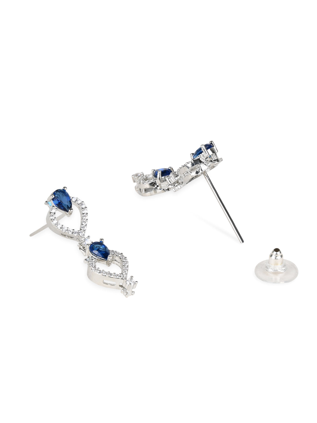 Etnico Stylish Silver Plated Cubic Zirconia American Diamond CZ AD Necklace Jewellery Set For Women