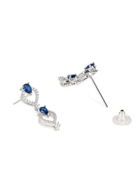 Etnico Stylish Silver Plated Cubic Zirconia American Diamond CZ AD Necklace Jewellery Set For Women