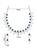 Etnico Stylish Silver Plated Cubic Zirconia American Diamond CZ AD Necklace Jewellery Set For Women