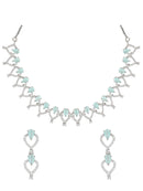Etnico Stylish Silver Plated Cubic Zirconia American Diamond Special Necklace With Earrings Set for Women