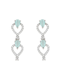 Etnico Stylish Silver Plated Cubic Zirconia American Diamond Special Necklace With Earrings Set for Women