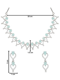 Etnico Stylish Silver Plated Cubic Zirconia American Diamond Special Necklace With Earrings Set for Women