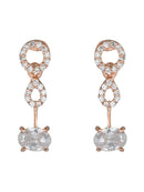 Etnico Rose Gold Plated Cubic Zirconia American Diamond CZ Special Chain Necklace With Earrings Set for Women
