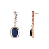 Etnico Rose Gold Plated Cubic Zirconia American Diamond Special Necklace With Drop Earrings Jewellery Set for Women