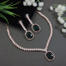 Etnico Womens Rose Gold Plated Cubic Zirconia American Diamond Necklace & Drop Earrings Jewellery Set