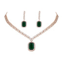Etnico Womens Rose Gold Plated Cubic Zirconia American Diamond Necklace & Drop Earrings Jewellery Set