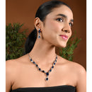Etnico Silver Plated Cubic Zirconia American Diamond Special Necklace & Drop Earrings Jewellery Set for Women