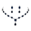 Etnico Silver Plated Cubic Zirconia American Diamond Special Necklace & Drop Earrings Jewellery Set for Women