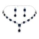 Etnico Silver Plated Cubic Zirconia American Diamond Special Necklace & Drop Earrings Jewellery Set for Women