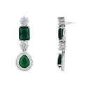 Etnico Silver Plated Cubic Zirconia American Diamond Special Necklace & Drop Earrings Jewellery Set for Women