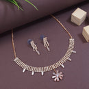 Etnico Rose Gold Plated Cubic Zirconia American Diamond Necklace & Dangle Earrings Jewellery Set for Women 