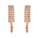 Etnico Rose Gold Plated Cubic Zirconia American Diamond Necklace & Dangle Earrings Jewellery Set for Women