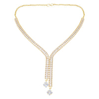 Etnico Gold Plated Cubic Zirconia American Diamond Necklace & Earrings Jewellery Set for Women