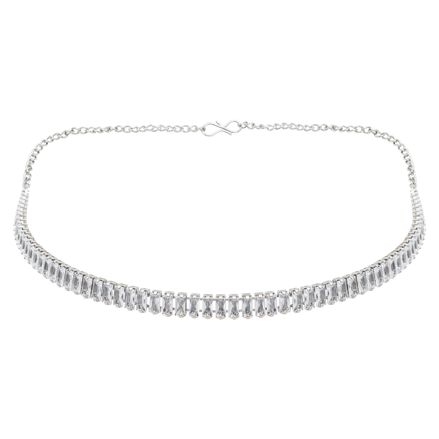 Etnico Cubic Zirconia American Diamond Necklace & Earrings Jewellery Set for Women