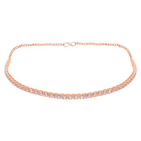 Etnico Rose Gold Plated Cubic Zirconia American Diamond Necklace With Earrings Jewellery Set for Women