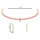 Etnico Rose Gold Plated Cubic Zirconia American Diamond Necklace With Earrings Jewellery Set for Women