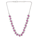 Etnico Silver Plated Cubic Zirconia American Diamond Necklace & Earrings Jewellery Set for Women