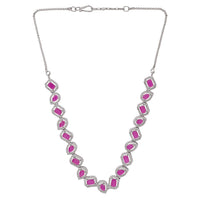 Etnico Silver Plated Cubic Zirconia American Diamond Necklace & Earrings Jewellery Set for Women