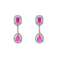 Etnico Silver Plated Cubic Zirconia American Diamond Necklace & Earrings Jewellery Set for Women