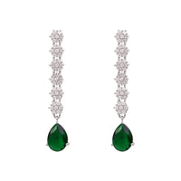 Etnico Silver Plated Cubic Zirconia American Diamond Necklace & Earrings Jewellery Set for Women
