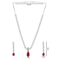 Etnico Silver Plated Cubic Zirconia American Diamond Necklace & Earrings Jewellery Set for Women