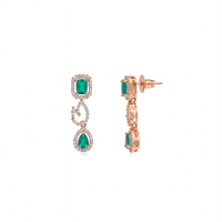 Etnico Gold Plated American Diamond Cubic Zirconia Necklace Set with Earrings