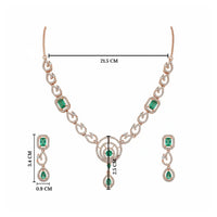 Etnico Gold Plated American Diamond Cubic Zirconia Necklace Set with Earrings