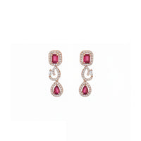 Etnico Gold Plated American Diamond Cubic Zirconia Necklace Set with Earrings