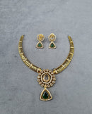 LAFZ Ethereal Mint Gold-Plated AD Necklace Set