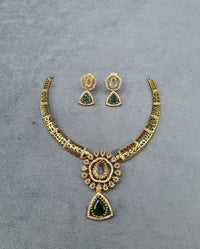 LAFZ Ethereal Mint Gold-Plated AD Necklace Set