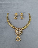 LAFZ Ethereal Mint Gold-Plated AD Necklace Set