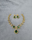 LAFZ Elegant Gold-Tone Swirling Floral AD Necklace Set