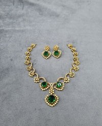 LAFZ Elegant Gold-Tone Swirling Floral AD Necklace Set